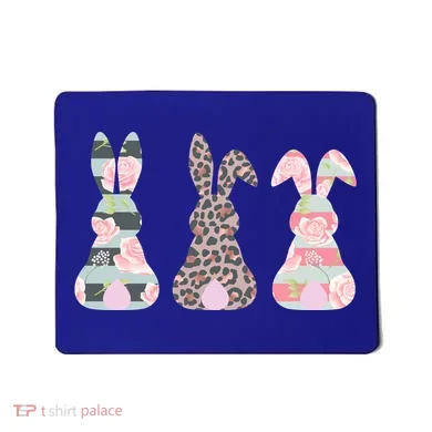 Cute Easter Bunnies Rose Stripe Leopard Patterns Mousepad