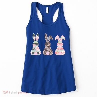 Cute Easter Bunnies Rose Stripe Leopard Patterns Women's Tank Top