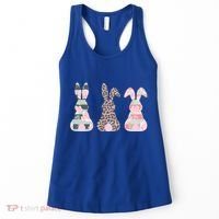 Cute Easter Bunnies Rose Stripe Leopard Patterns Women's Tank Top thumb 0