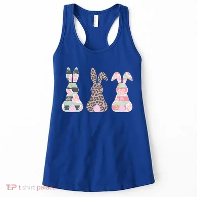 Cute Easter Bunnies Rose Stripe Leopard Patterns Women's Tank Top