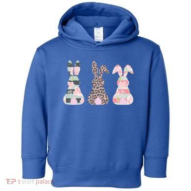 Cute Easter Bunnies Rose Stripe Leopard Patterns Toddler Hoodie