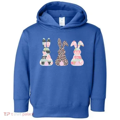 Cute Easter Bunnies Rose Stripe Leopard Patterns Toddler Hoodie