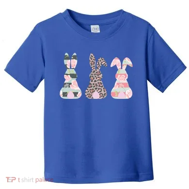 Cute Easter Bunnies Rose Stripe Leopard Patterns Toddler T-Shirt