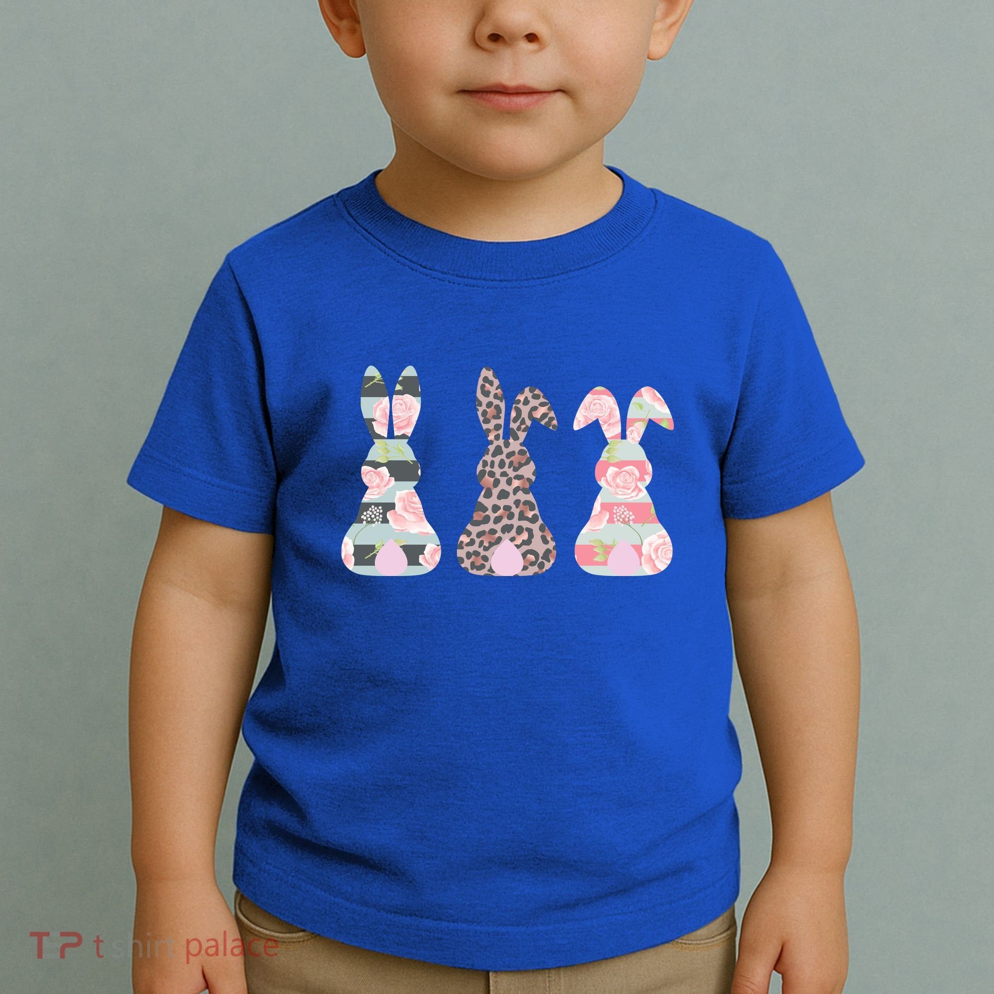 Cute Easter Bunnies Rose Stripe Leopard Patterns Toddler T-Shirt