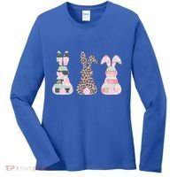 Cute Easter Bunnies Rose Stripe Leopard Patterns Women's Long Sleeve Shirt thumb 0