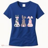 Cute Easter Bunnies Rose Stripe Leopard Patterns Women's T-Shirt thumb 0