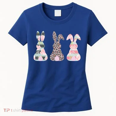 Cute Easter Bunnies Rose Stripe Leopard Patterns Women's T-Shirt