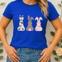 Cute Easter Bunnies Rose Stripe Leopard Patterns Women's T-Shirt thumb 2