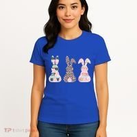 Cute Easter Bunnies Rose Stripe Leopard Patterns Women's T-Shirt thumb 4