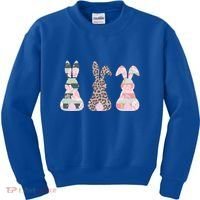 Cute Easter Bunnies Rose Stripe Leopard Patterns Kids Sweatshirt thumb 0