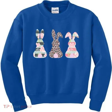 Cute Easter Bunnies Rose Stripe Leopard Patterns Kids Sweatshirt