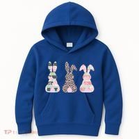Cute Easter Bunnies Rose Stripe Leopard Patterns Kids Hoodie thumb 0