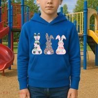 Cute Easter Bunnies Rose Stripe Leopard Patterns Kids Hoodie thumb 2