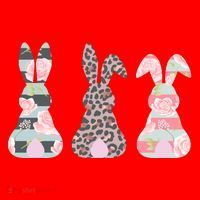 Cute Easter Bunnies Rose Stripe Leopard Patterns Santa Hat thumb 1