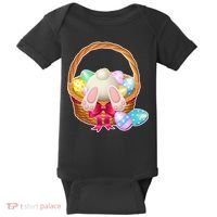Cute Easter Bunny Basket Baby Bodysuit thumb 0