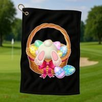 Cute Easter Bunny Basket Golf Towel thumb 1