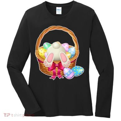 Cute Easter Bunny Basket Women's Long Sleeve Shirt