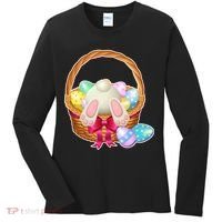 Cute Easter Bunny Basket Women's Long Sleeve Shirt thumb 0
