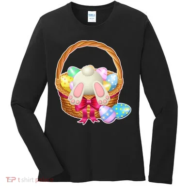 Cute Easter Bunny Basket Women's Long Sleeve Shirt