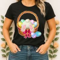 Cute Easter Bunny Basket Women's T-Shirt thumb 2
