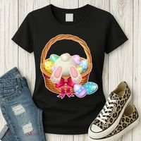 Cute Easter Bunny Basket Women's T-Shirt thumb 3