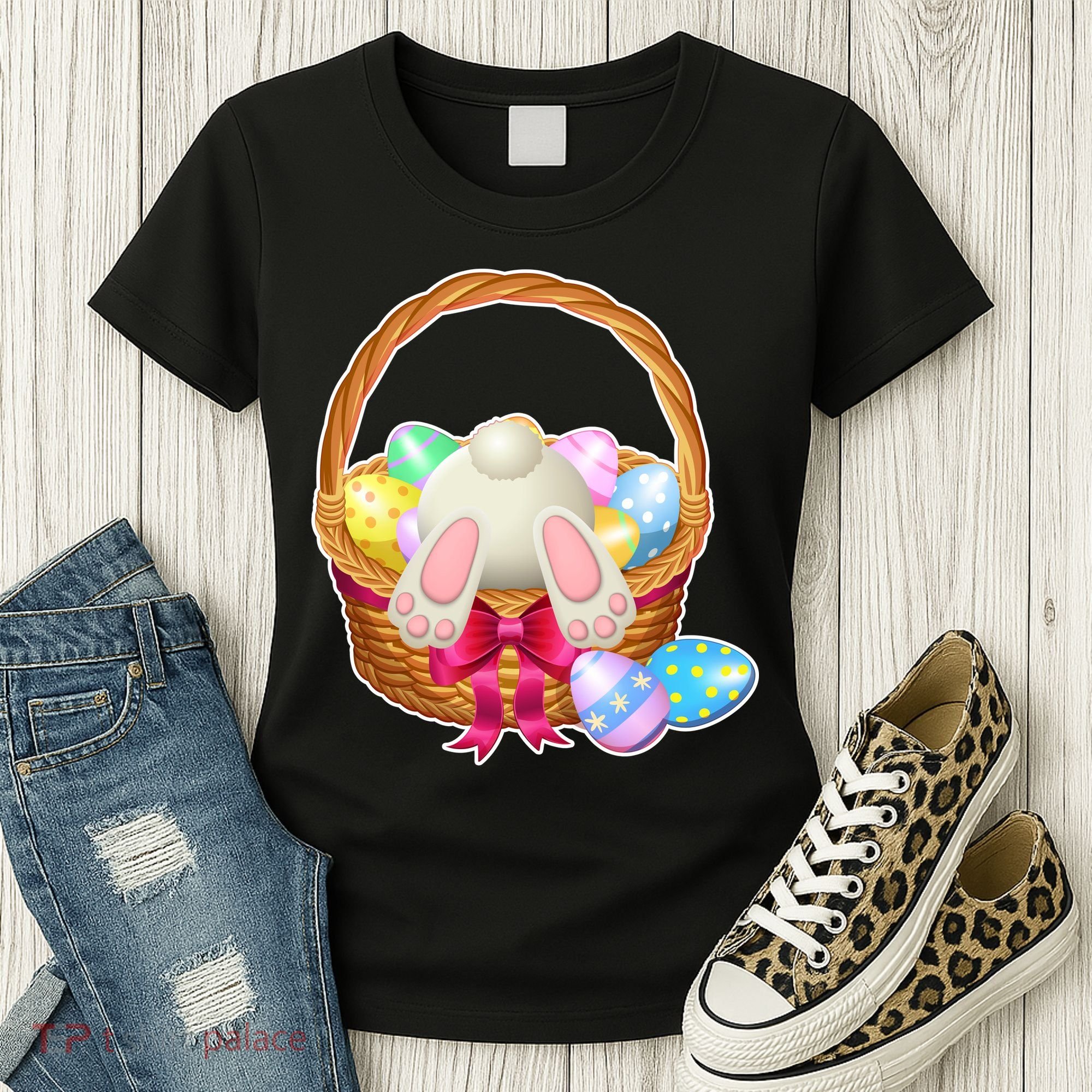 Cute Easter Bunny Basket Women's T-Shirt