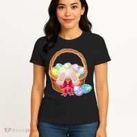 Cute Easter Bunny Basket Women's T-Shirt thumb 4