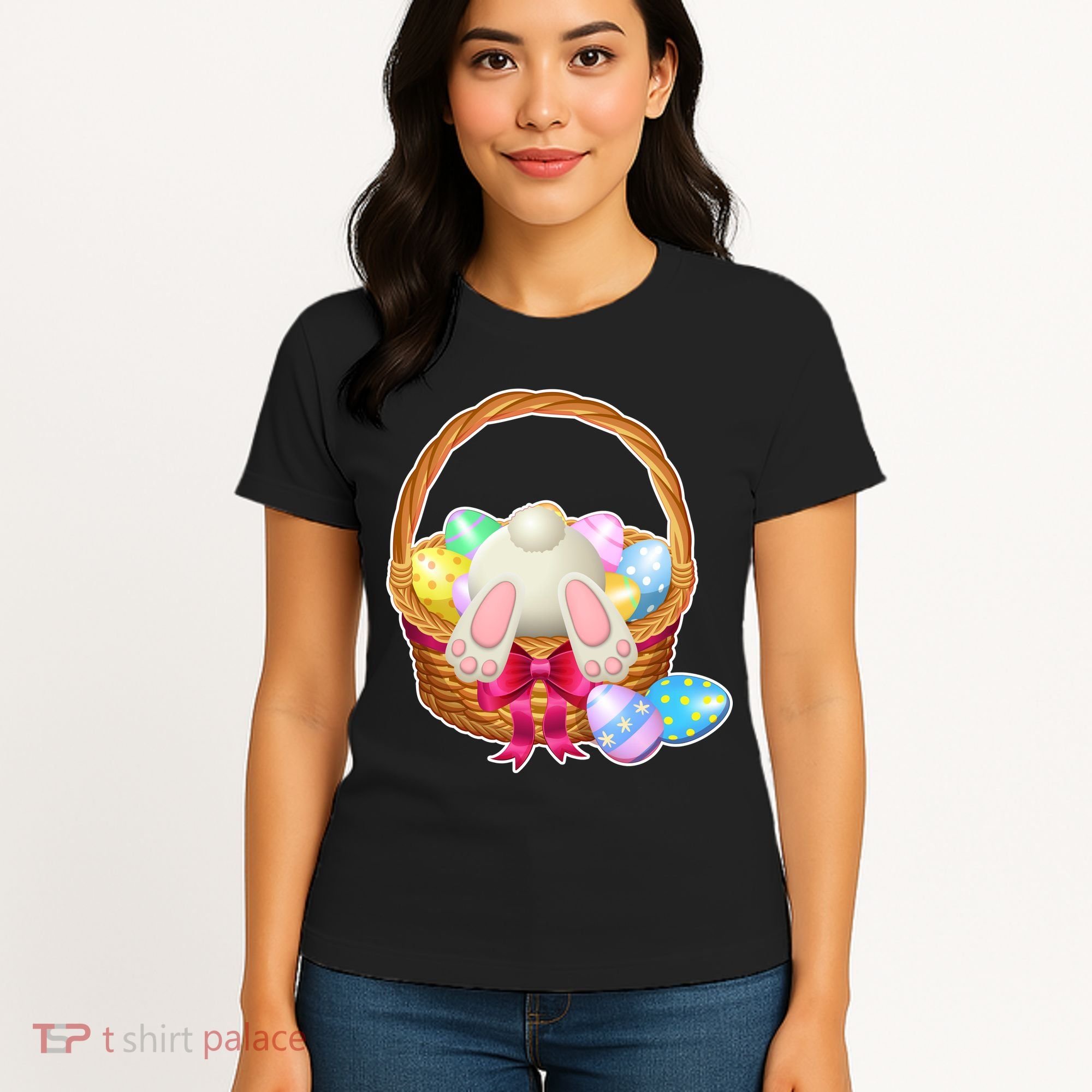 Cute Easter Bunny Basket Women's T-Shirt