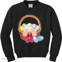 Cute Easter Bunny Basket Kids Sweatshirt thumb 0