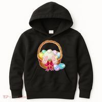 Cute Easter Bunny Basket Kids Hoodie thumb 0