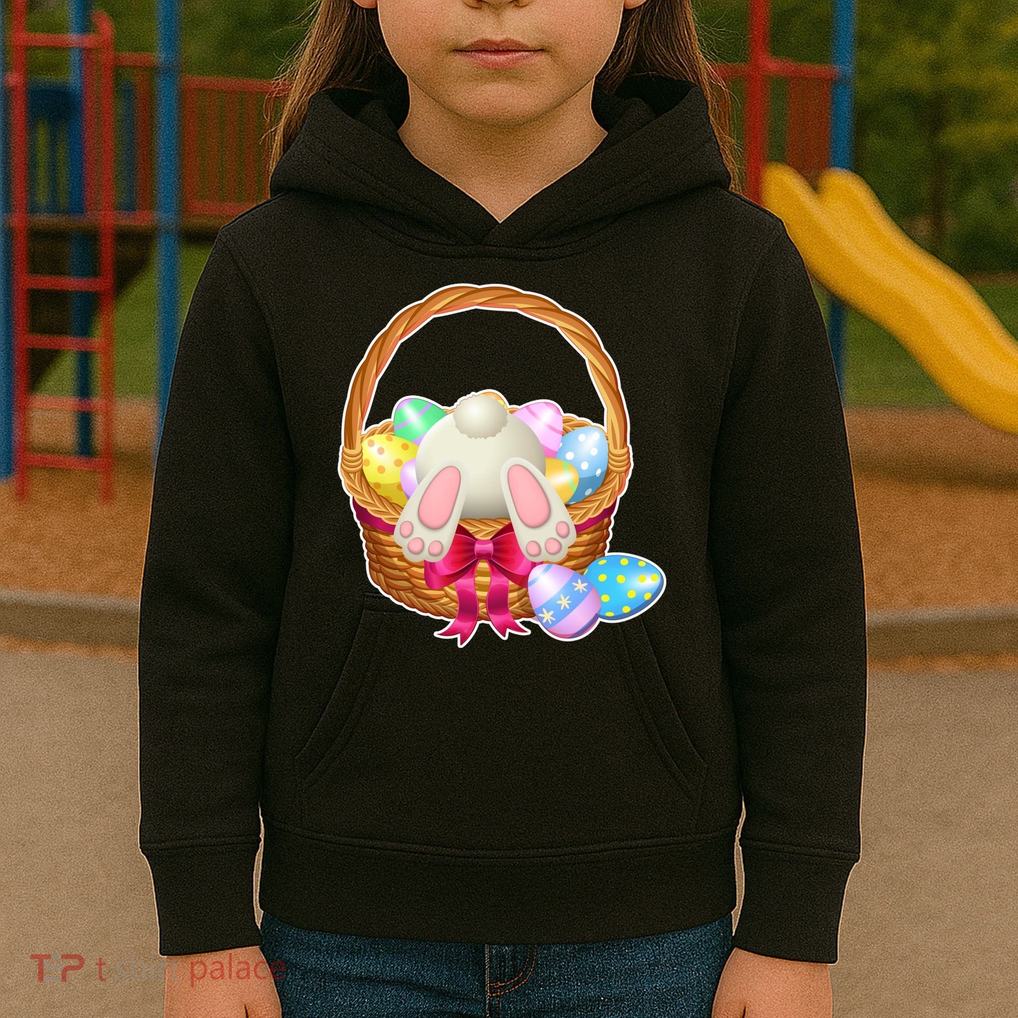 Cute Easter Bunny Basket Kids Hoodie