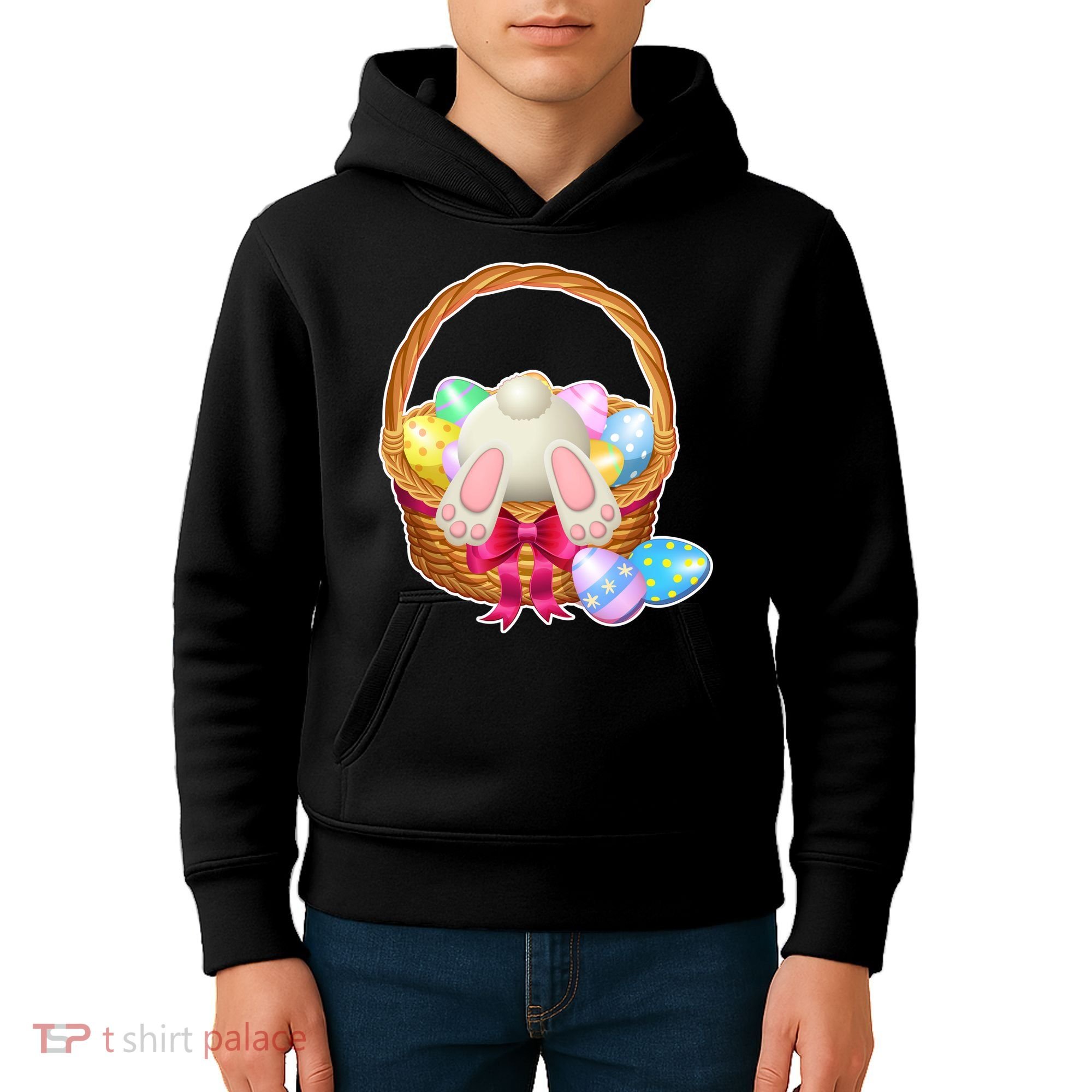 Cute Easter Bunny Basket Kids Hoodie