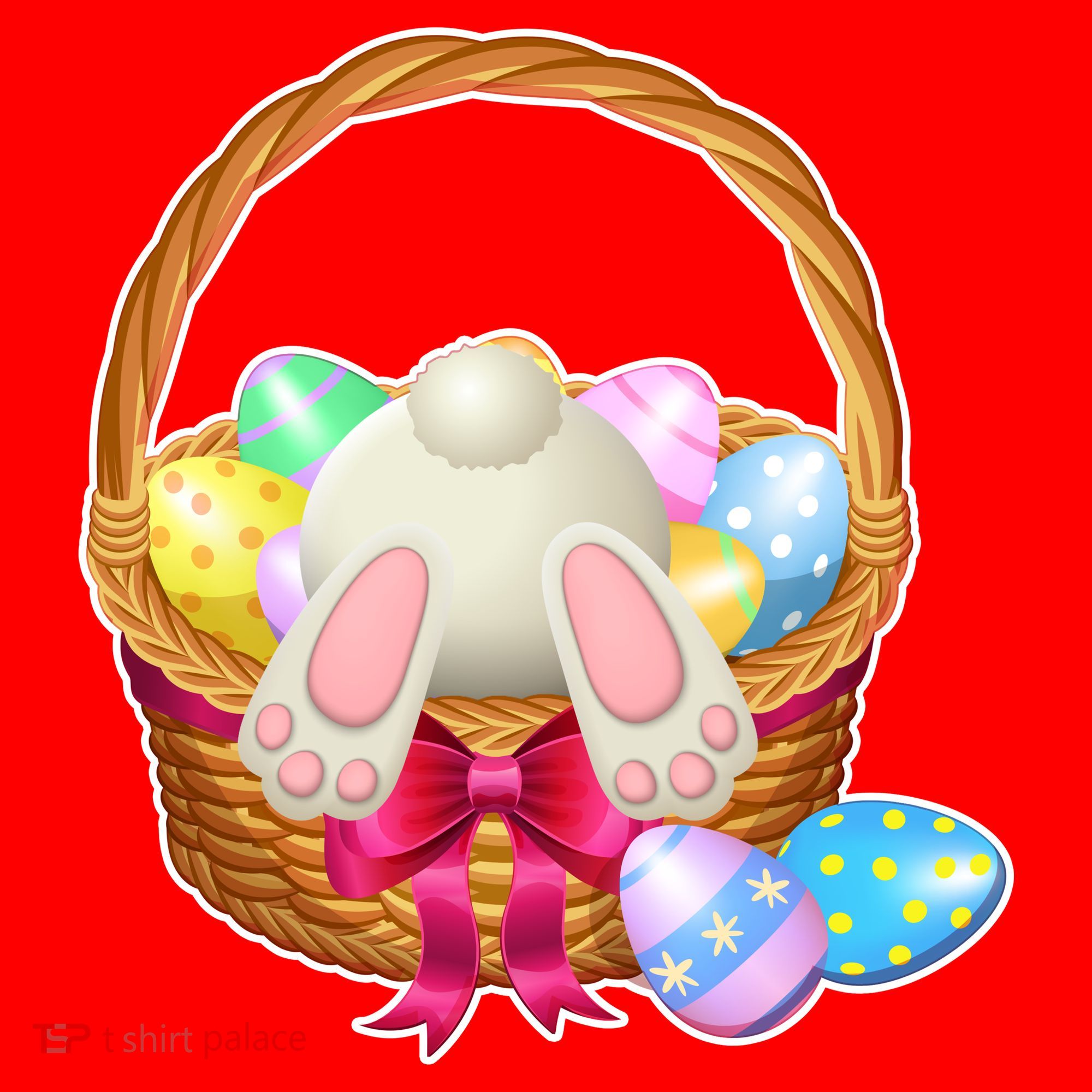 Cute Easter Bunny Basket Santa Hat