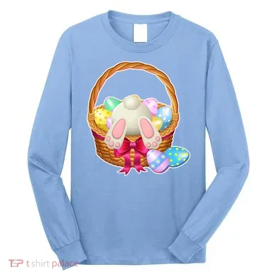 Cute Easter Bunny Basket Long Sleeve Shirt