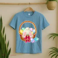 Cute Easter Bunny Basket T-Shirt thumb 2