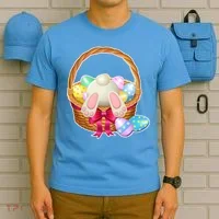 Cute Easter Bunny Basket T-Shirt thumb 5