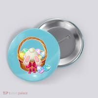 Cute Easter Bunny Basket Button thumb 0