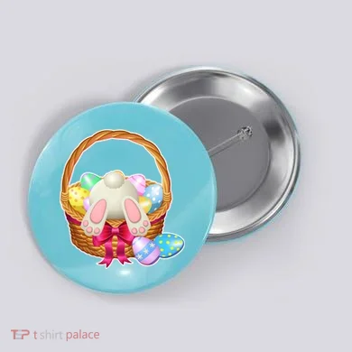 Cute Easter Bunny Basket Button