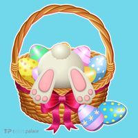 Cute Easter Bunny Basket Button thumb 1