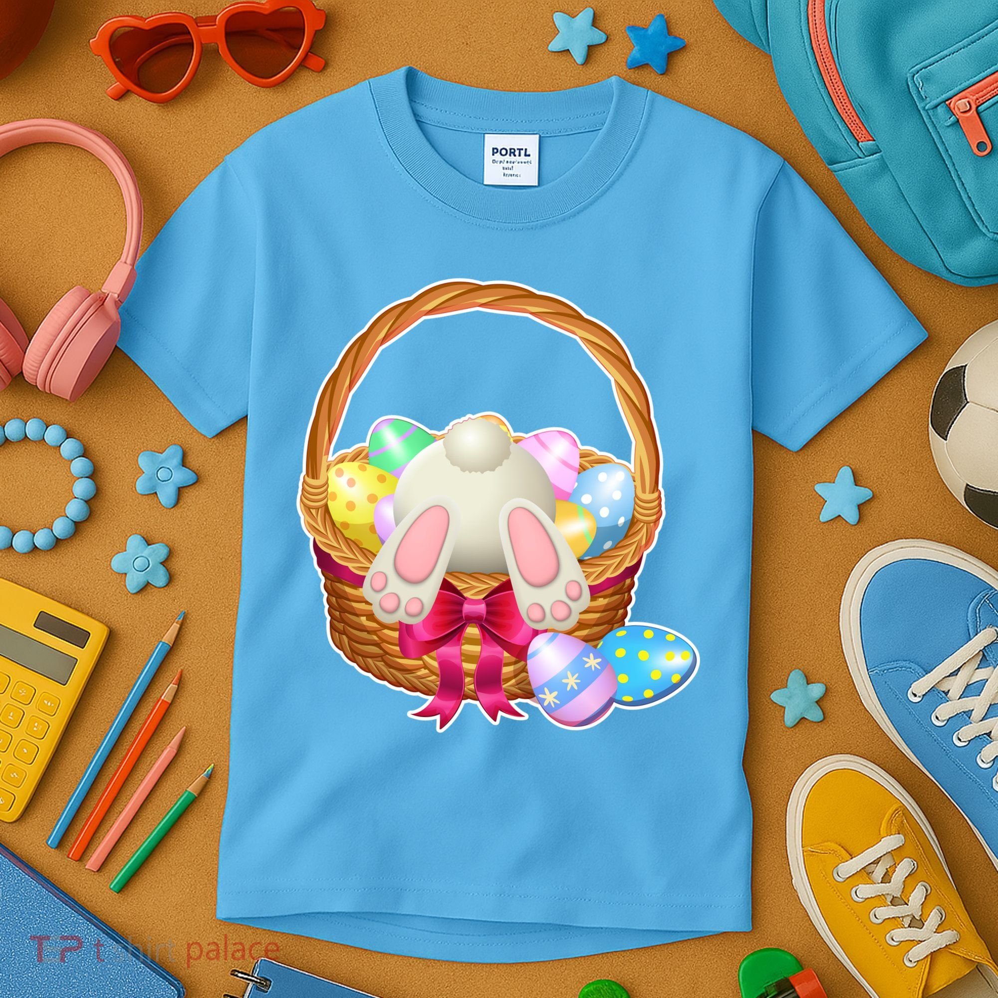 Cute Easter Bunny Basket Kids T-Shirt