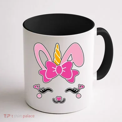 Cute Easter Bunny Unicorn Magical Coffee Mug back