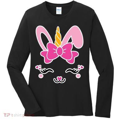 Cute Easter Bunny Unicorn Magical Women's Long Sleeve Shirt