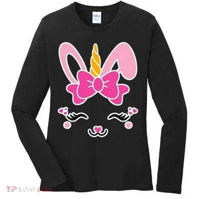 Cute Easter Bunny Unicorn Magical Women's Long Sleeve Shirt
