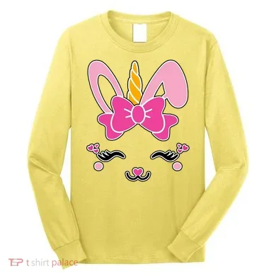 Cute Easter Bunny Unicorn Magical Long Sleeve Shirt