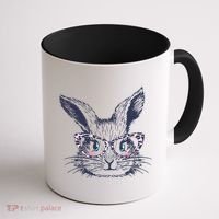 Cute Easter Bunny With Glasses Coffee Mug thumb 1