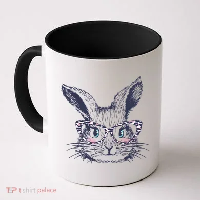 Cute Easter Bunny With Glasses Coffee Mug