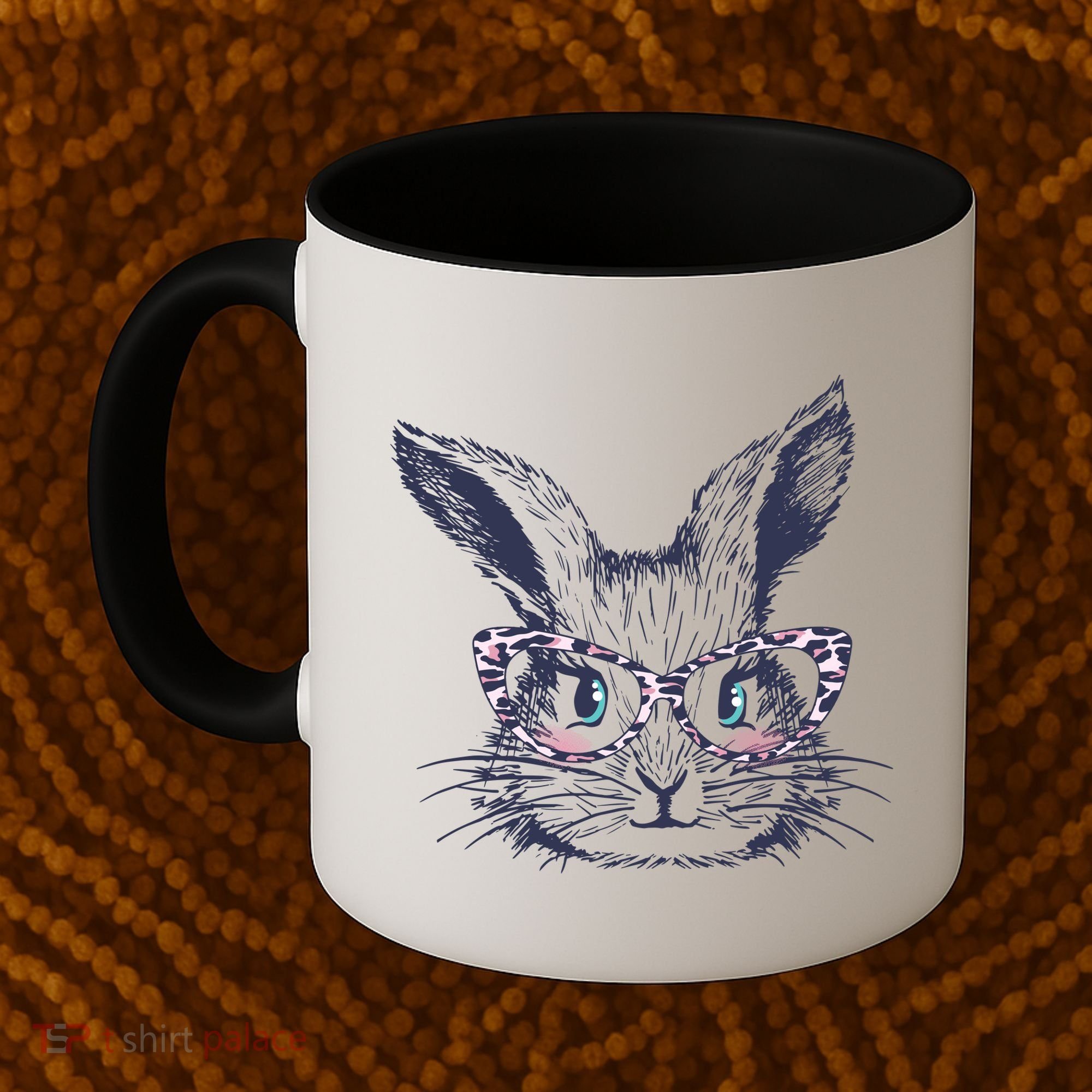 Cute Easter Bunny With Glasses Coffee Mug