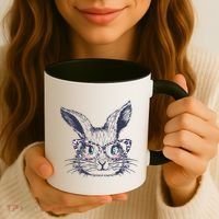 Cute Easter Bunny With Glasses Coffee Mug thumb 3