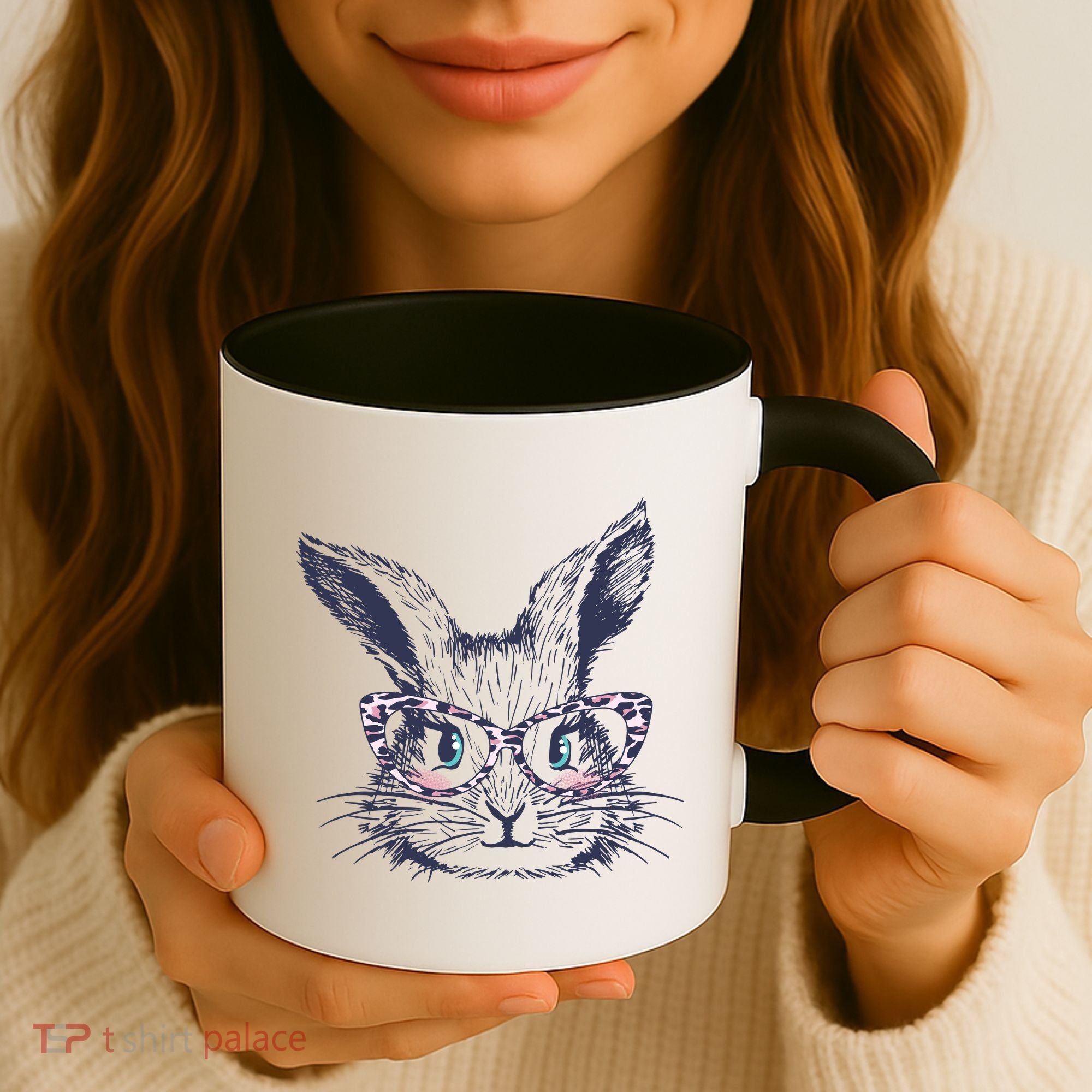Cute Easter Bunny With Glasses Coffee Mug