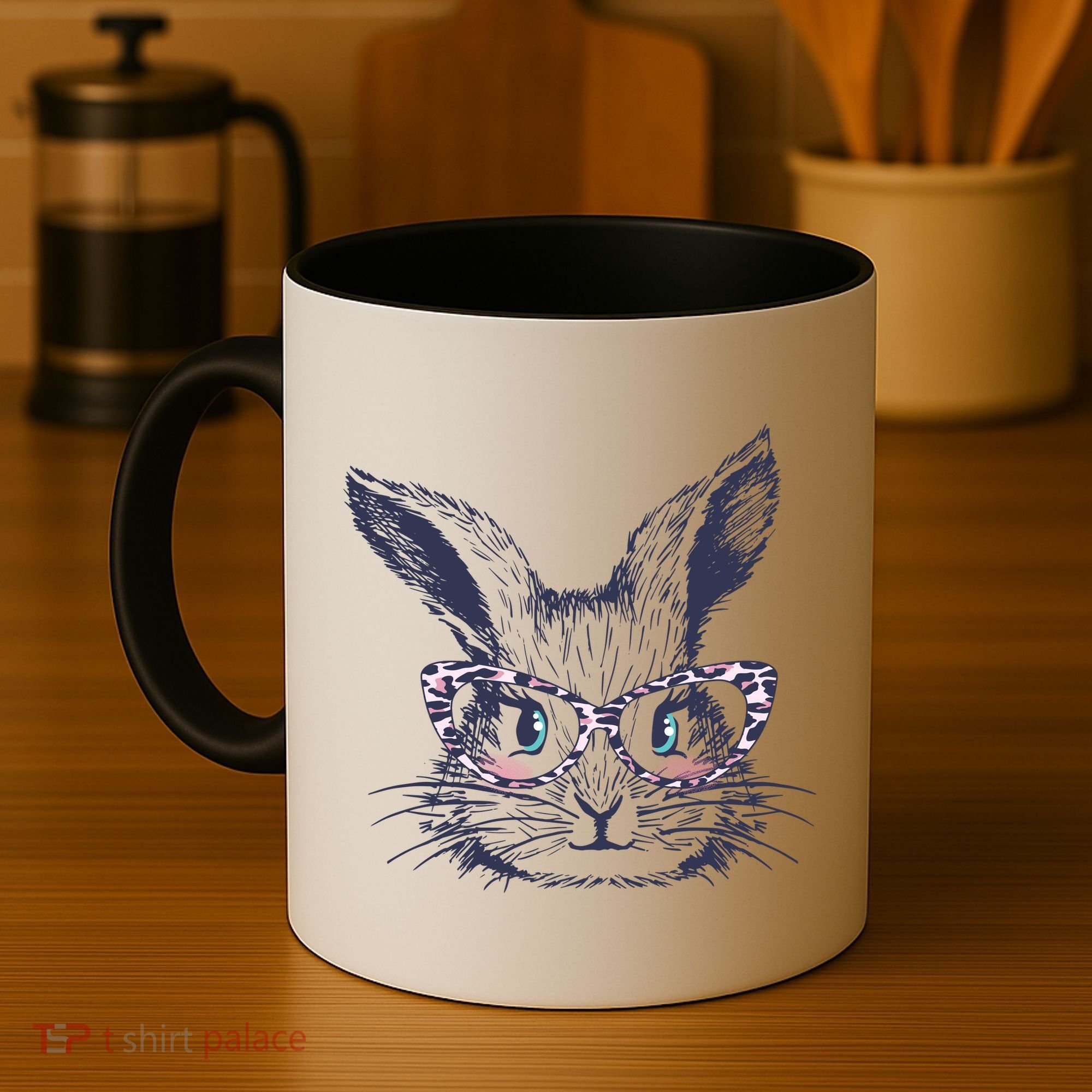 Cute Easter Bunny With Glasses Coffee Mug